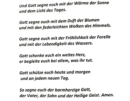 Gebetstext auf einem Zettel