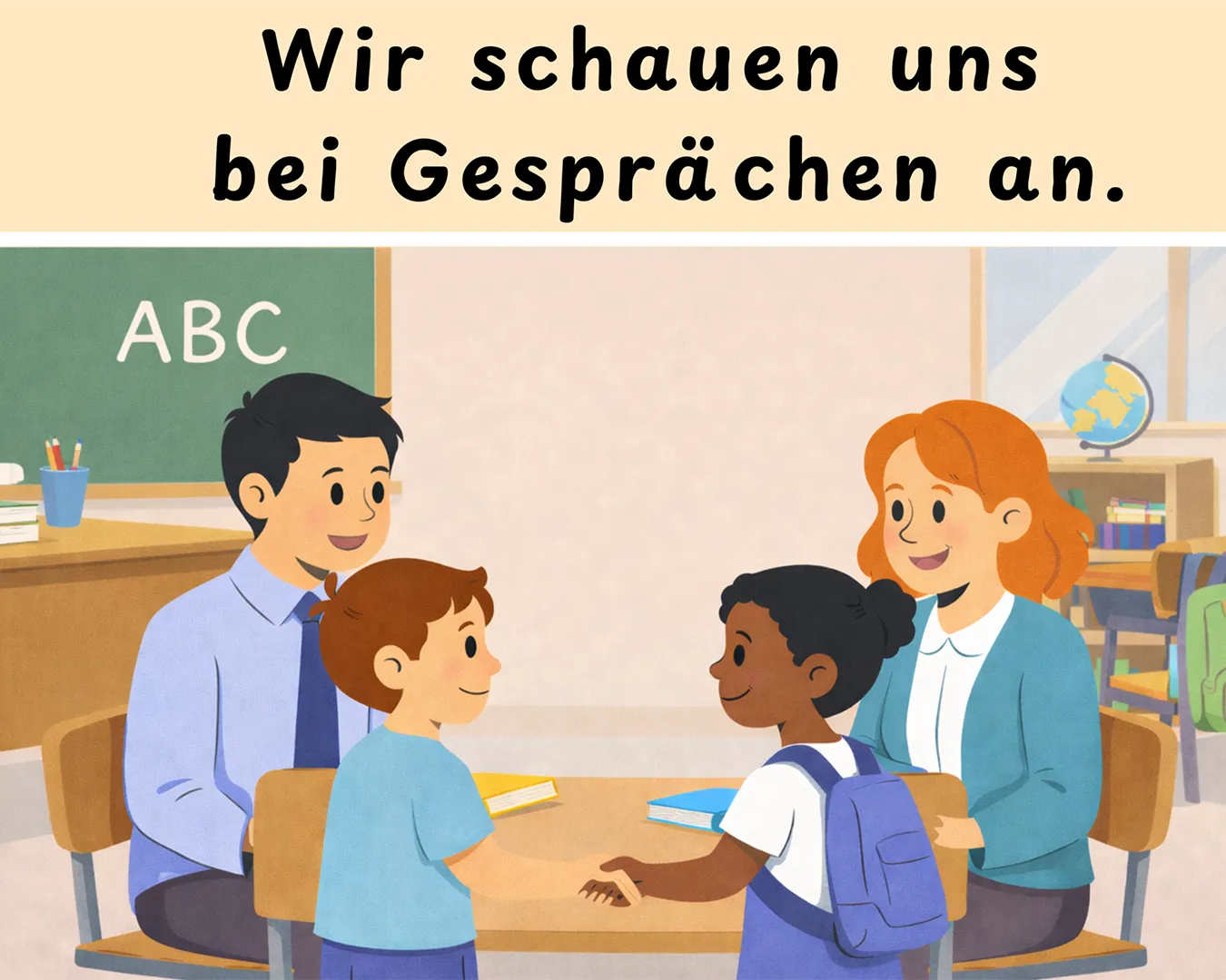 Motto des Monats Mai 2026: Wir schauen uns bei Gesprächen an